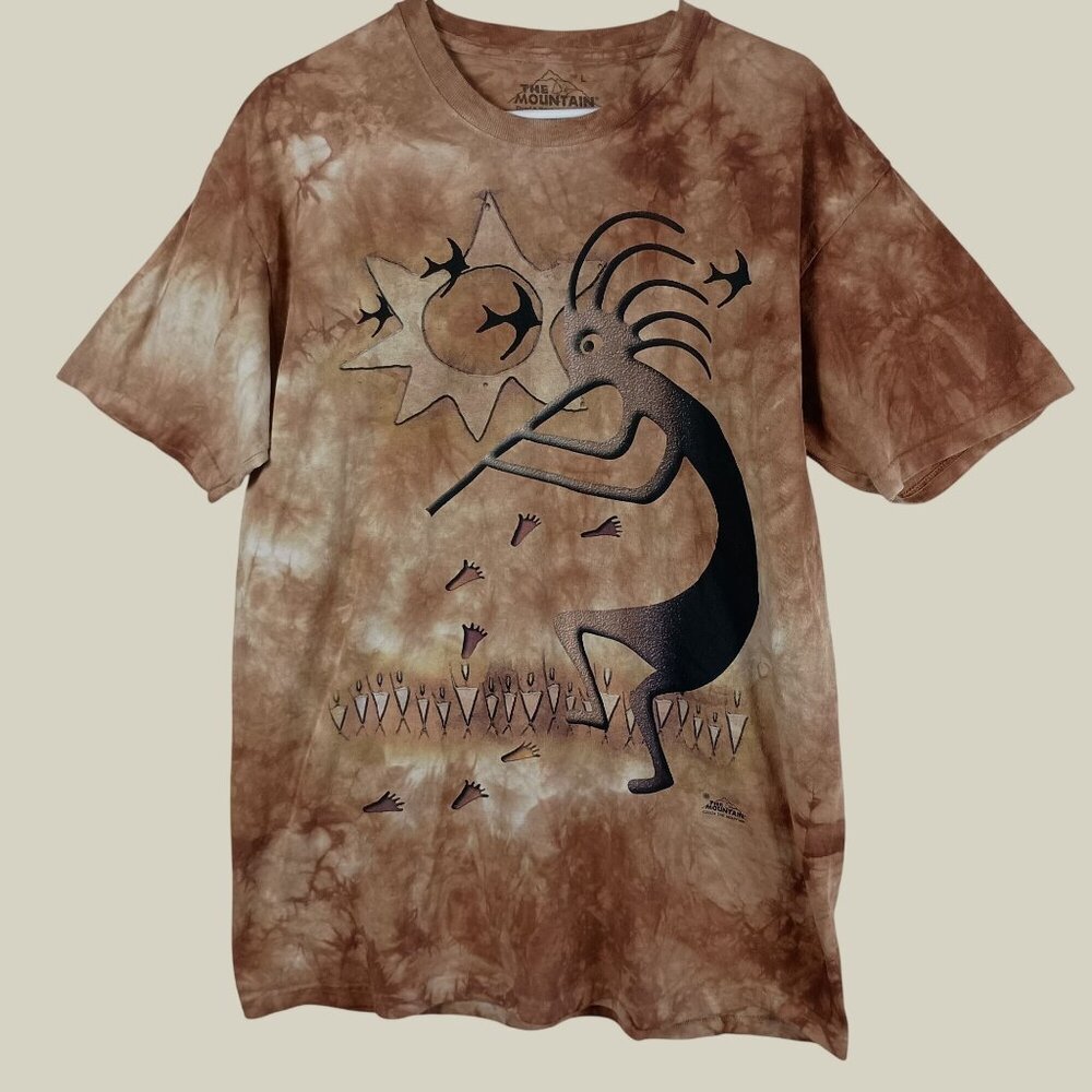 The Mountain Kokopelli Vintage Tie Dye T Shirt Mens L Brown Southwestern Granola